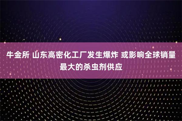 牛金所 山东高密化工厂发生爆炸 或影响全球销量最大的杀虫剂供应